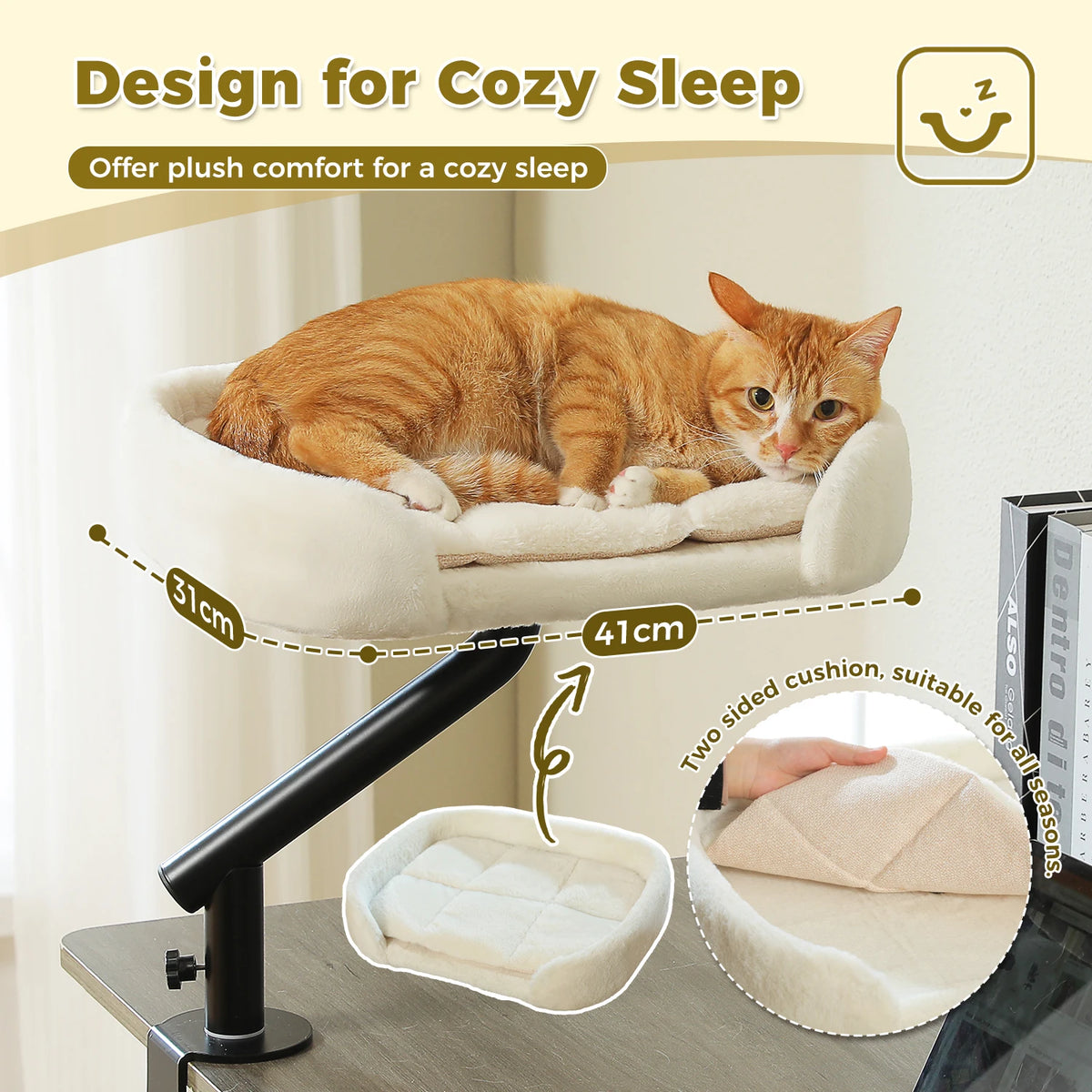 PAWZ Road Adjustable Cat Desk Bed Stand With Plush Comfort