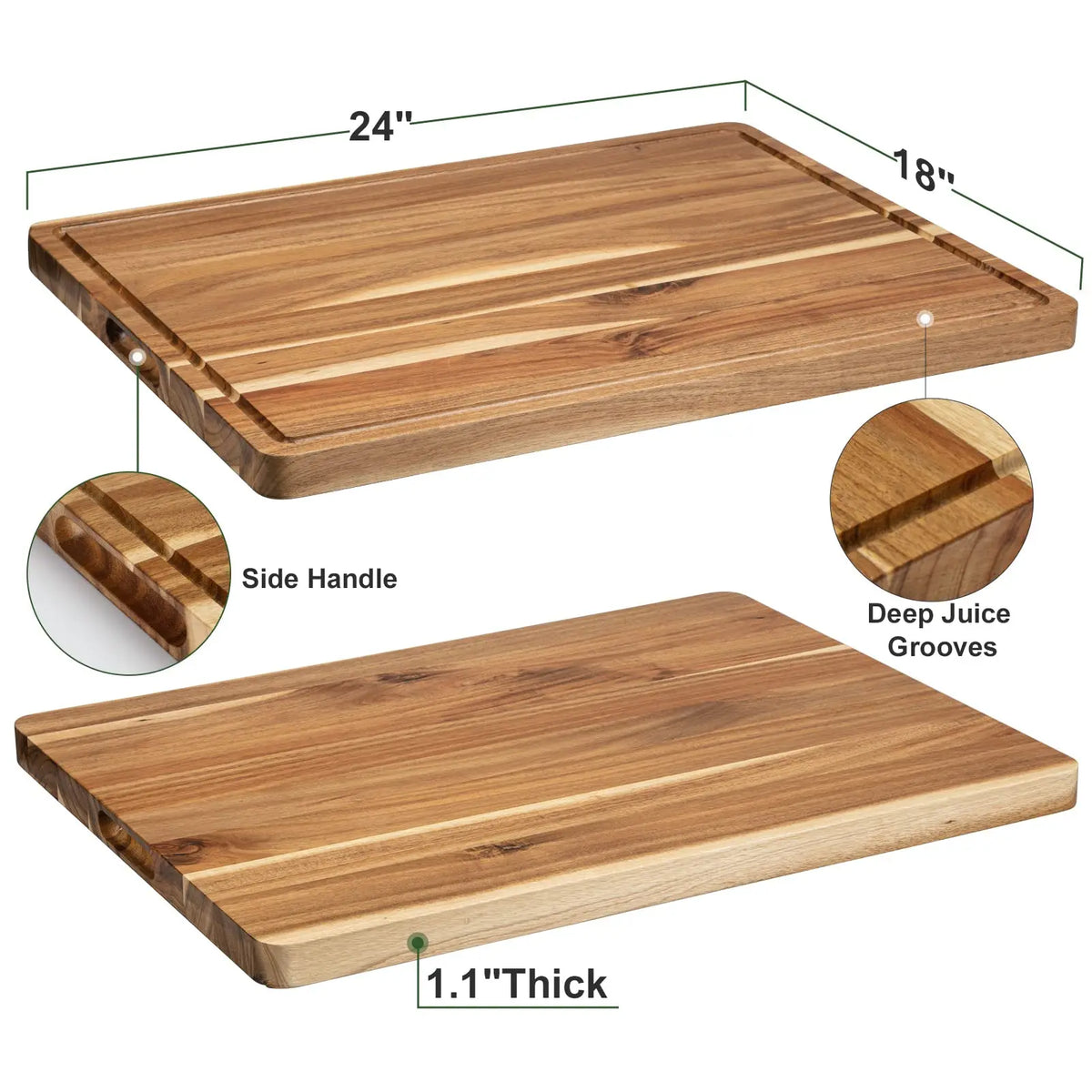 Premium Wooden Butcher Block Cutting Board With Deep Juice Groove