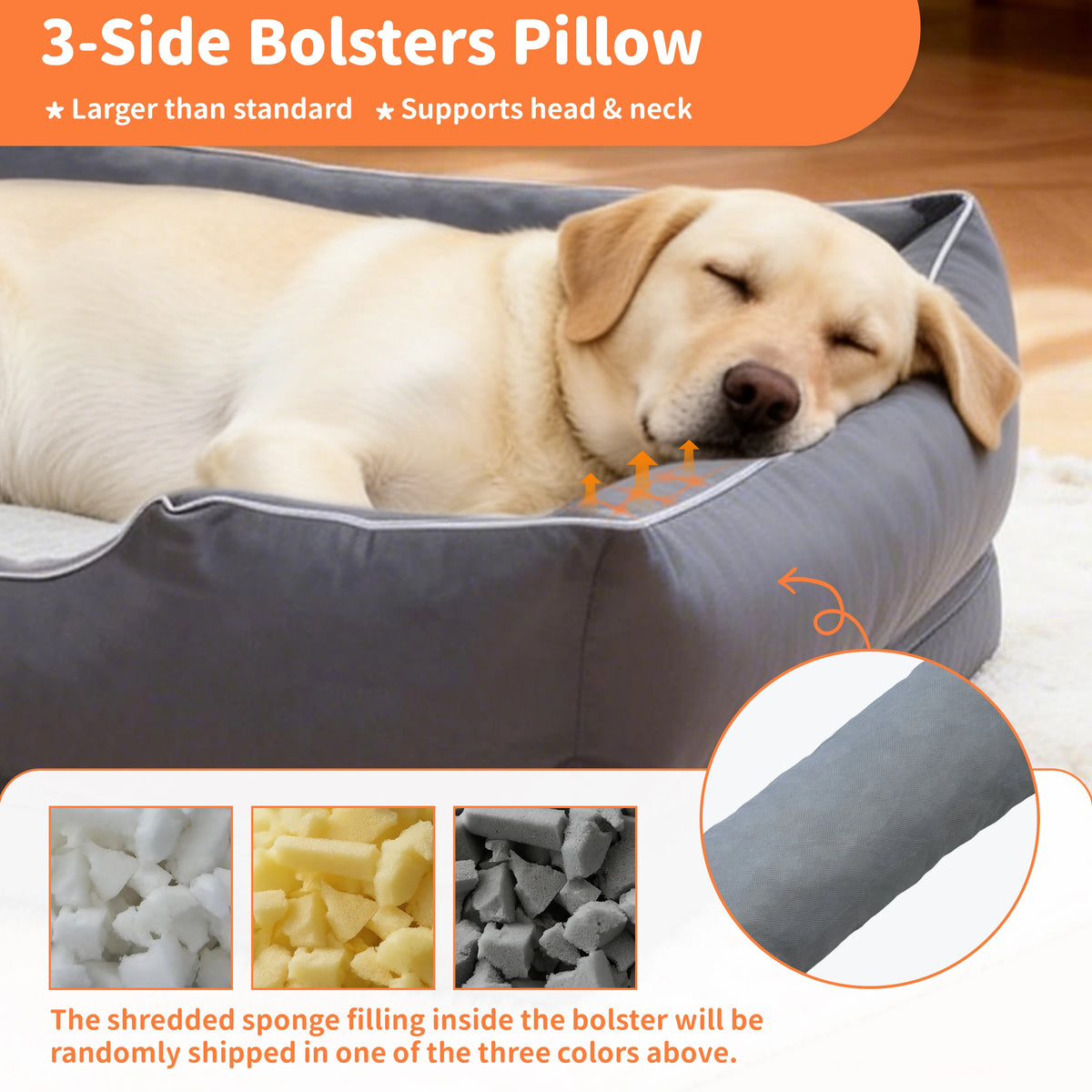 BingoPaw Orthopedic Bolster Dog Bed With Removable Washable Cover