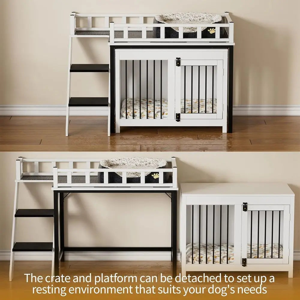 Indoor Pet Bunk Bed With Stairs And Convenient Storage Space