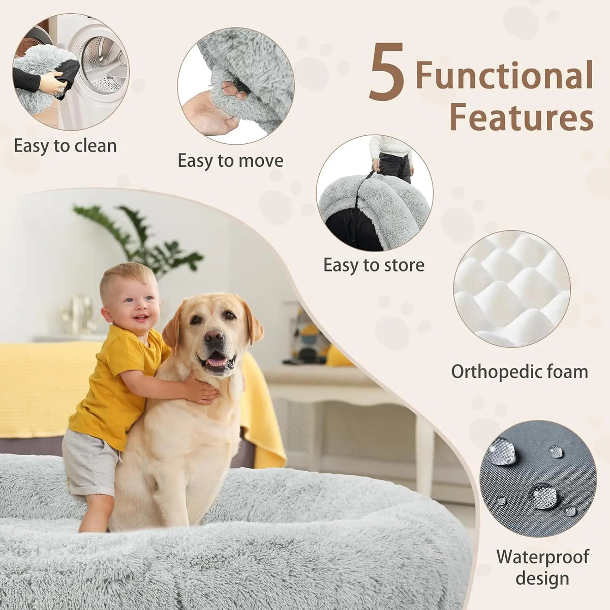 Thick Memory Foam Washable Pet And Human Bed With Pillow
