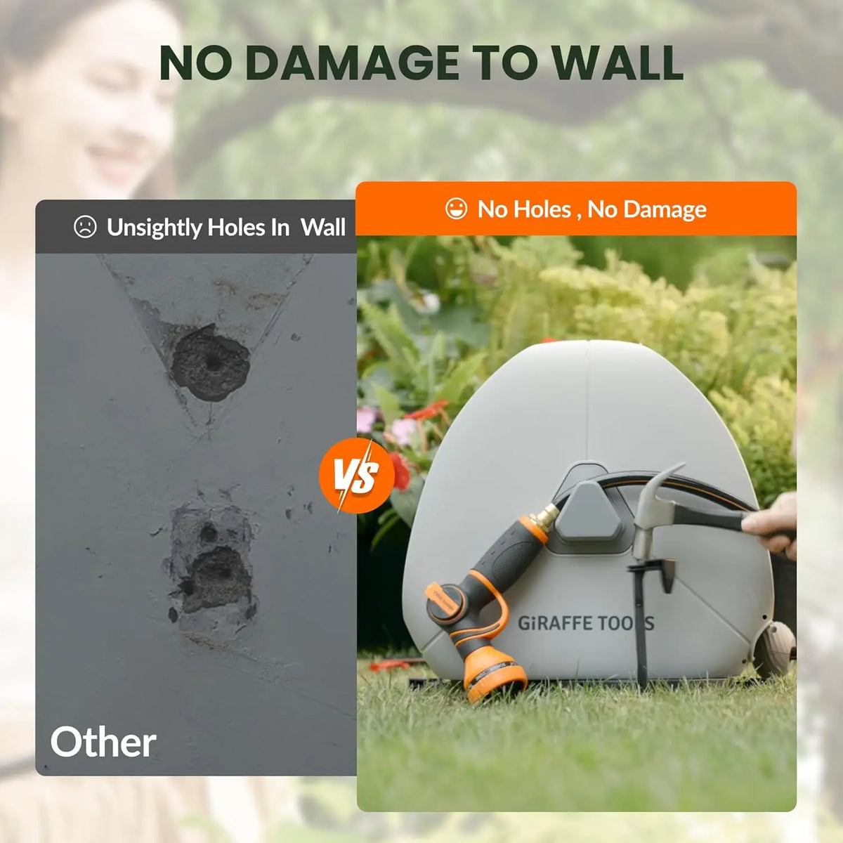 Giraffe Tools Retractable Garden Hose Reel With Automatic Rewind Function