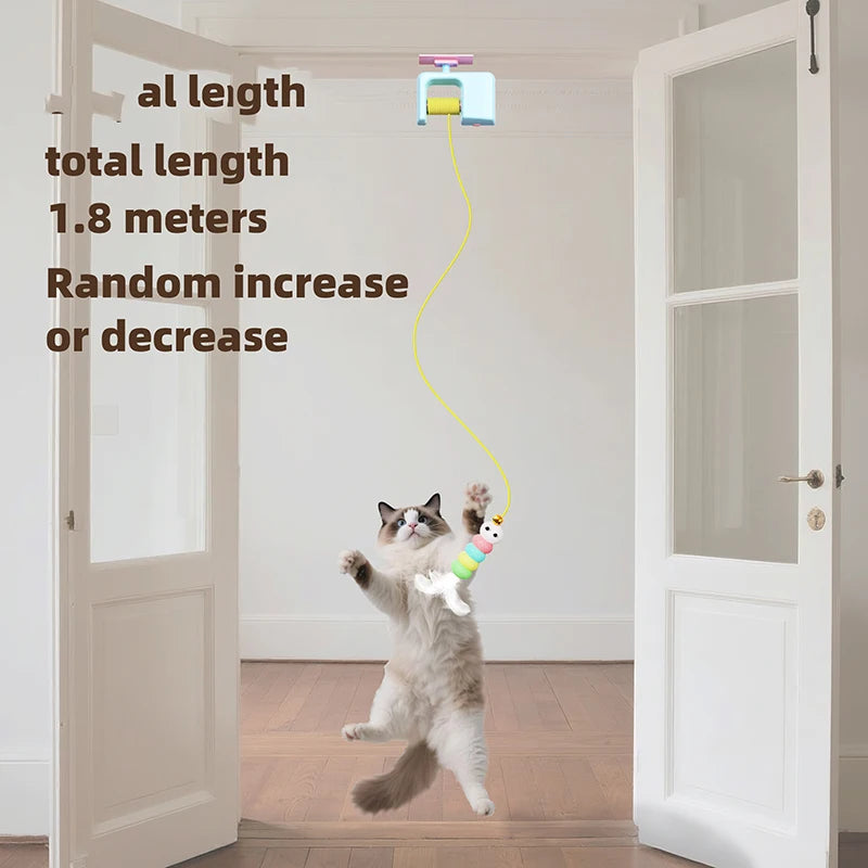 Booteely Rechargeable Interactive Cat Toy With Retractable String And Feathers