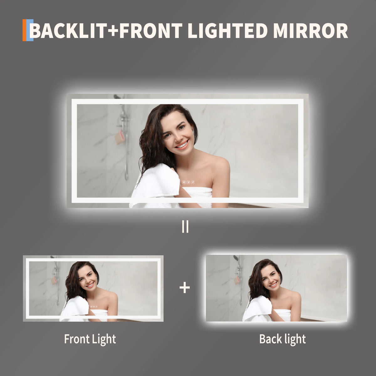 Premium LED Wall Mount Bathroom Mirror With Anti Fog Glass