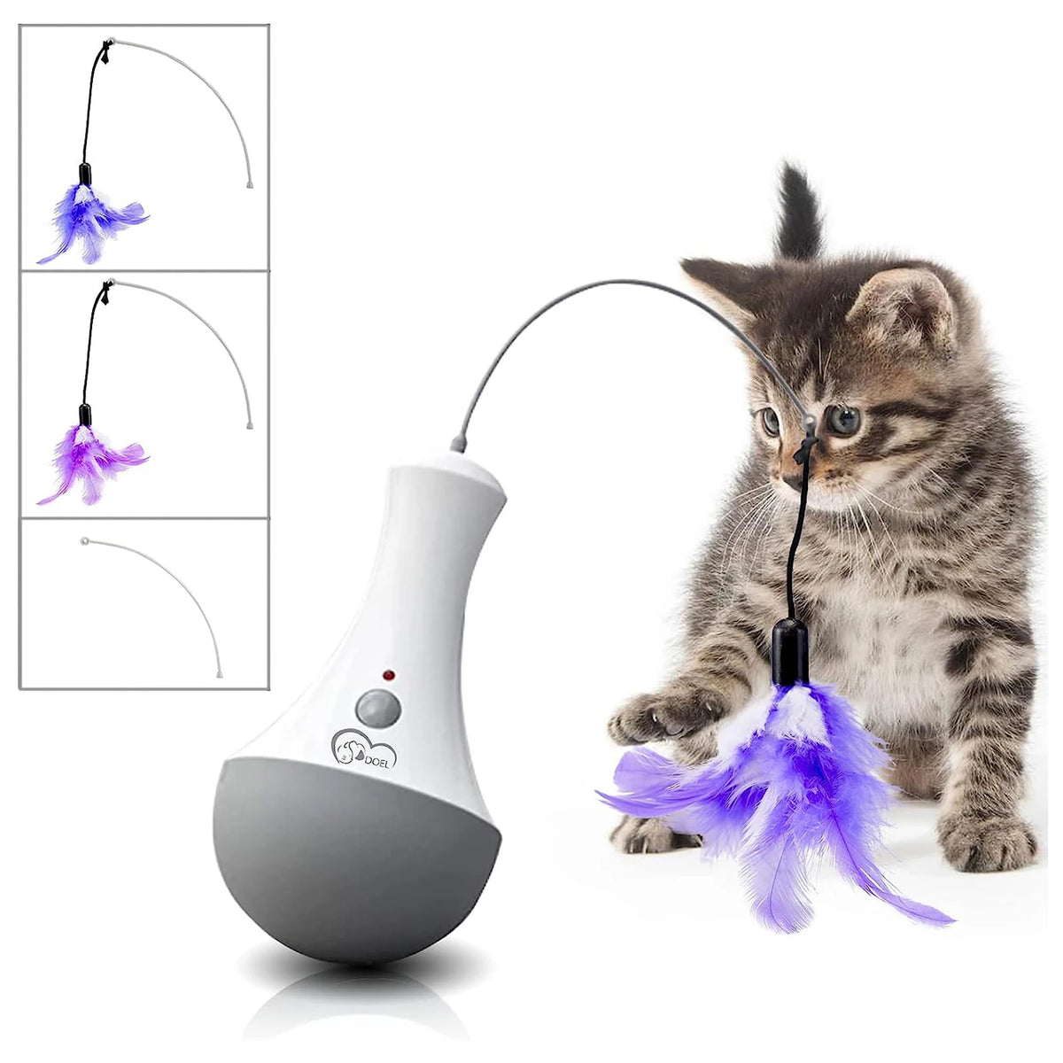 Interactive 360 Rotation Feather Cat Toy For Indoor Play