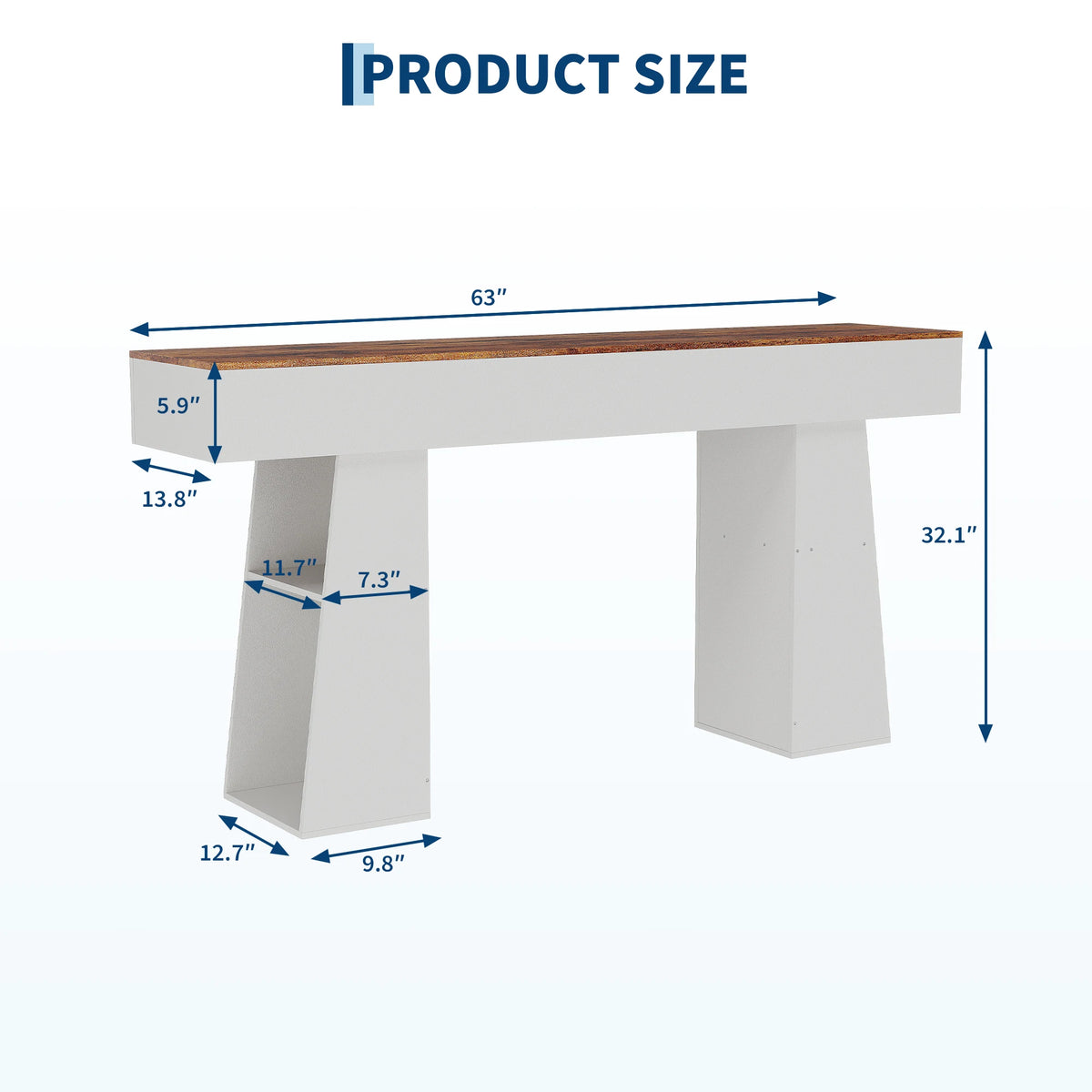 Outwind Modern Console Table With Side Storage Shelves