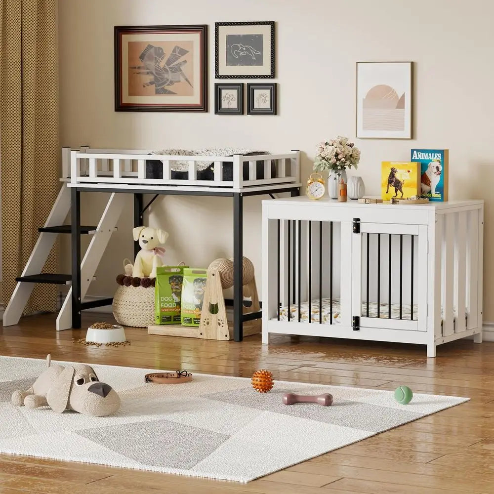 Indoor Pet Bunk Bed With Stairs And Convenient Storage Space