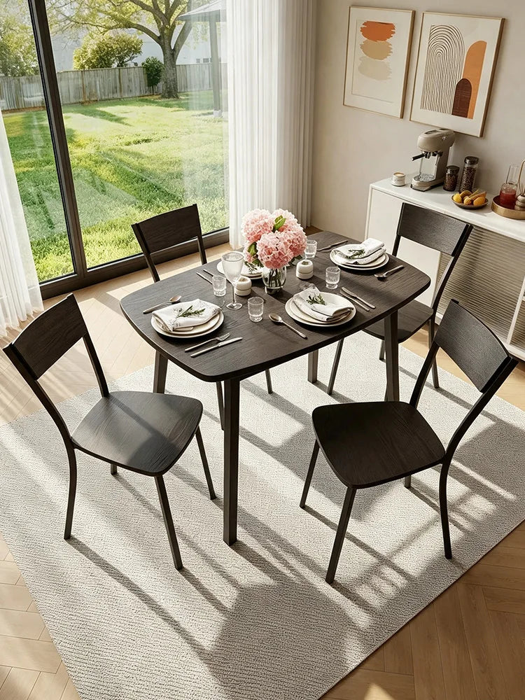 HiMISS Wooden Dining Table Set With Storage Shelf For Kitchens