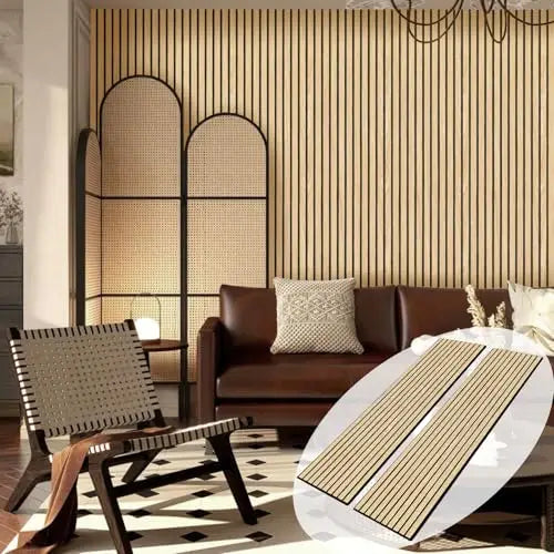 Self Adhesive Geometric Wood Slat Acoustic Wall Panels