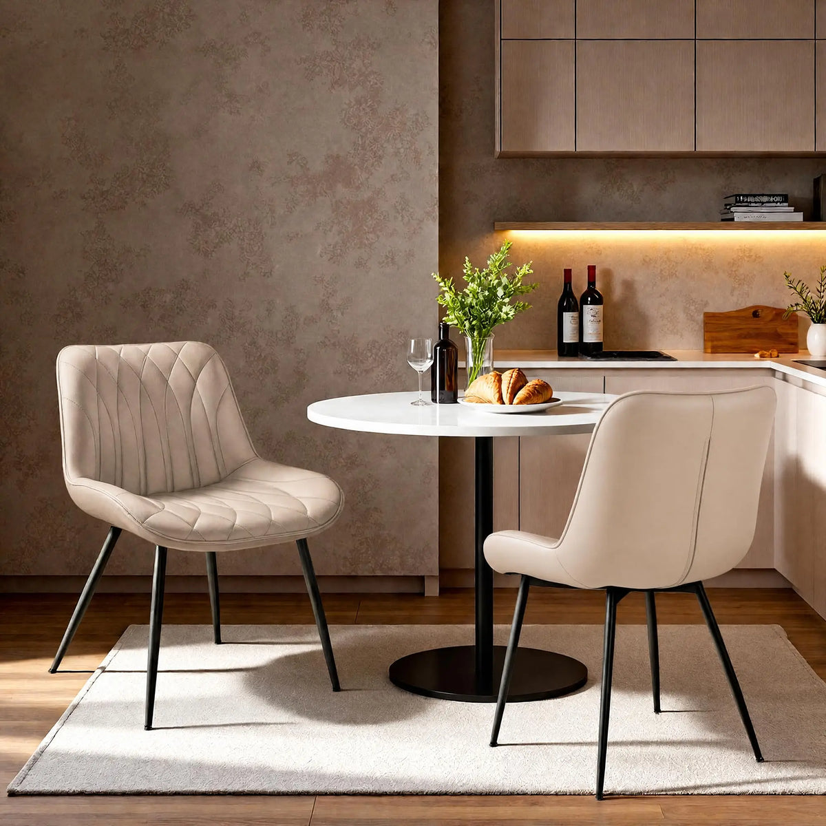 Mid Century Modern Faux Leather Dining Chairs Set Of 2