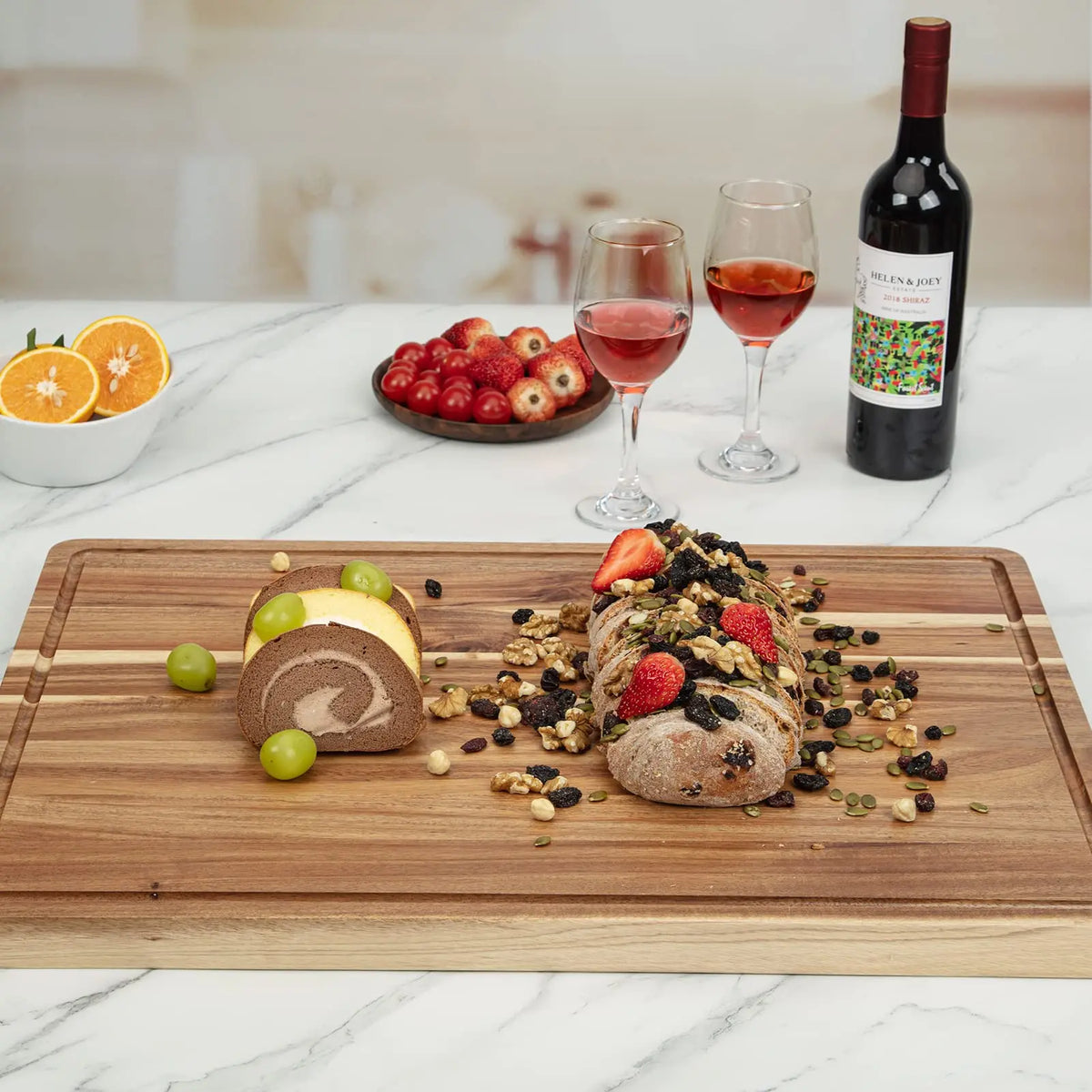 Premium Wooden Butcher Block Cutting Board With Deep Juice Groove