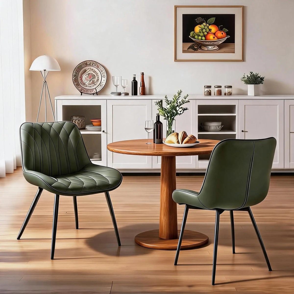 Mid Century Modern Faux Leather Dining Chairs Set Of 2