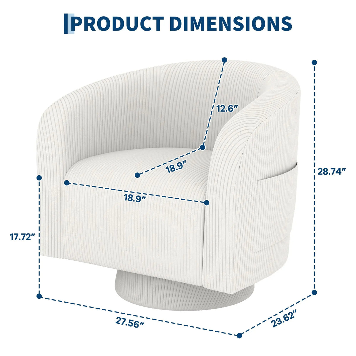 Outwind Modern Swivel Accent Chair With Vertical Striped Corduroy