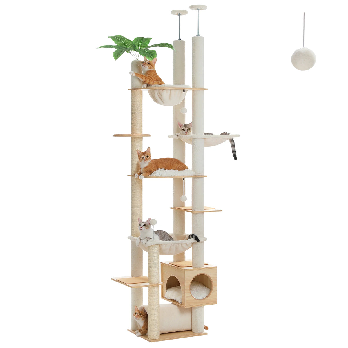 Pawz Road Height Adjustable Cat Tree With Hammock And Posts