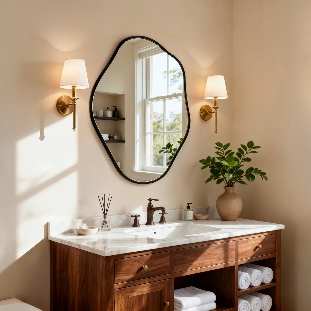 Luvodi Freeform Asymmetrical Wall Mirror With Aluminum Frame