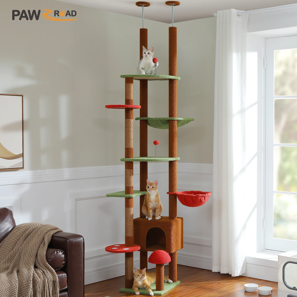 Pawz Road Height Adjustable Cat Tree With Hammock And Posts