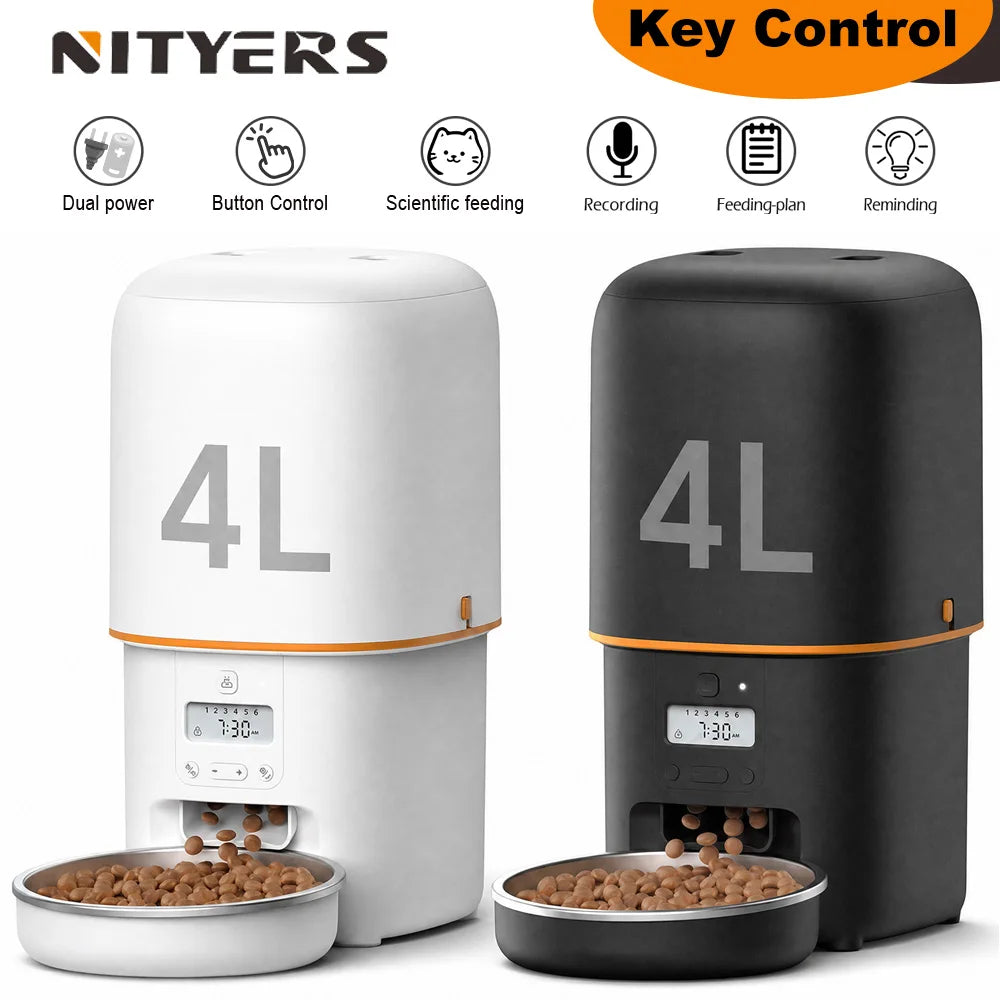 Nityers Automatic Pet Food Dispenser With Stainless Steel Bowl