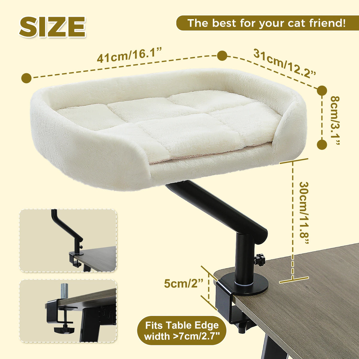 PAWZ Road Adjustable Cat Desk Bed Stand With Plush Comfort