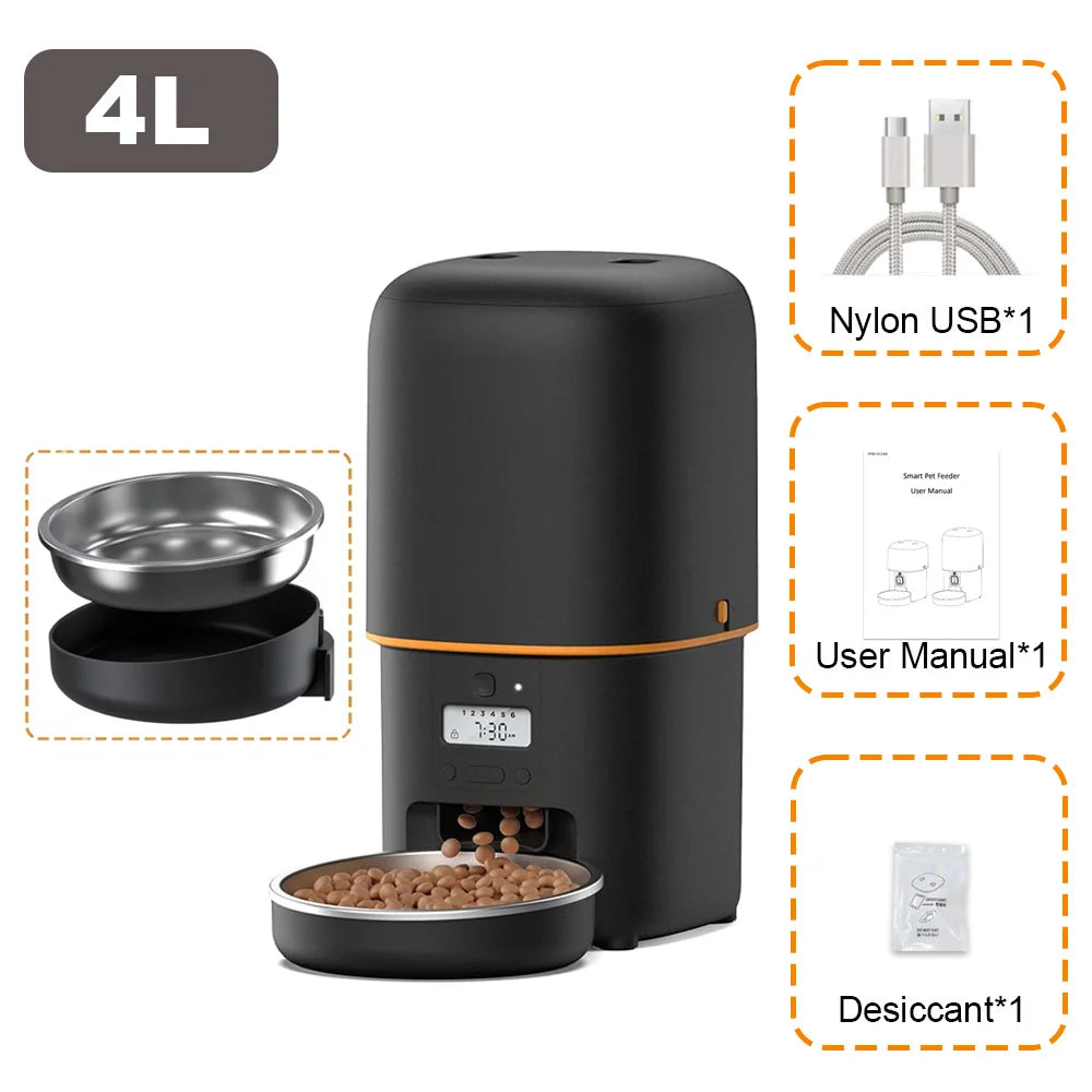 Nityers Automatic Pet Food Dispenser With Stainless Steel Bowl