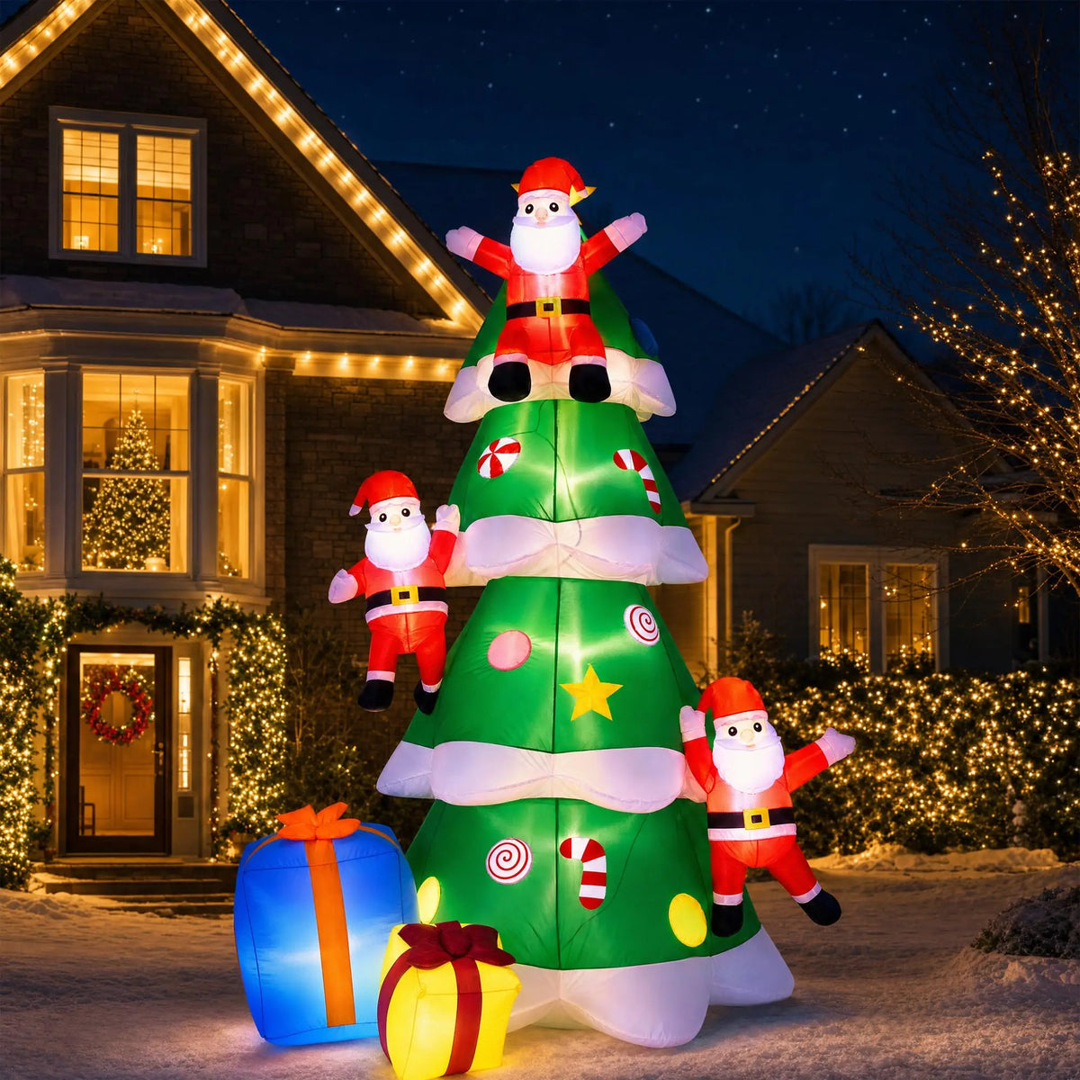 HiMISS Inflatable Christmas Tree Santa Led Lights Blower Outdoor Decoration