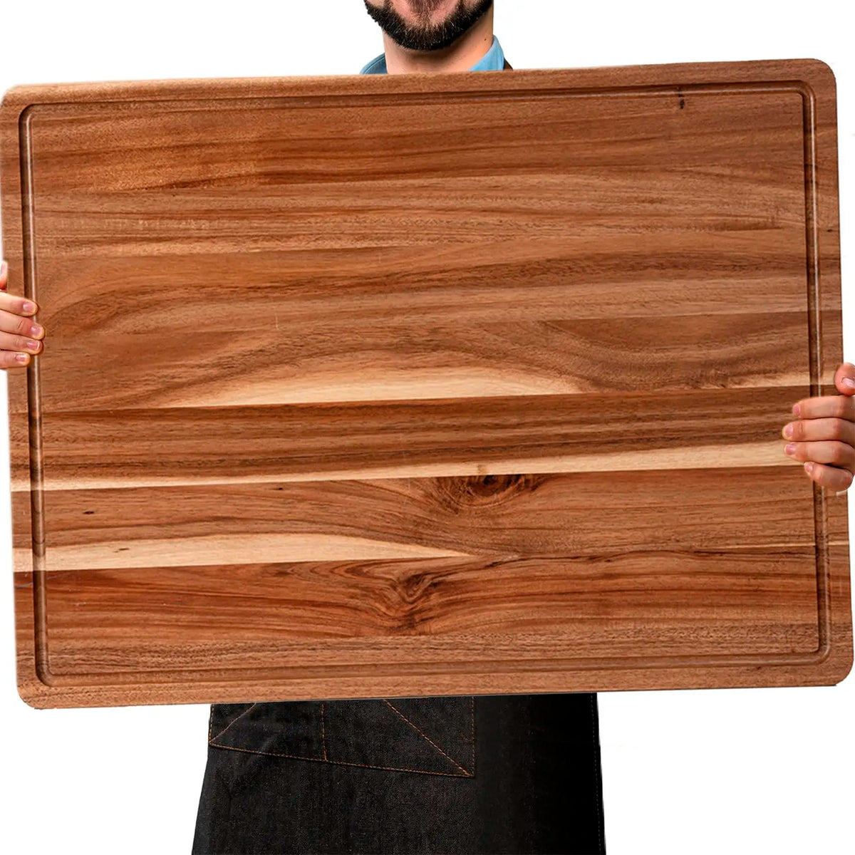 Premium Wooden Butcher Block Cutting Board With Deep Juice Groove