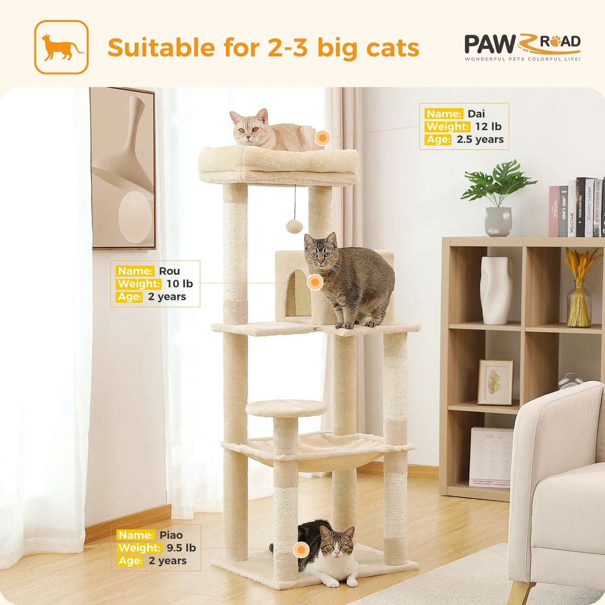 Pawz Road Five Level Cat Tree With Hammock And Scratcher