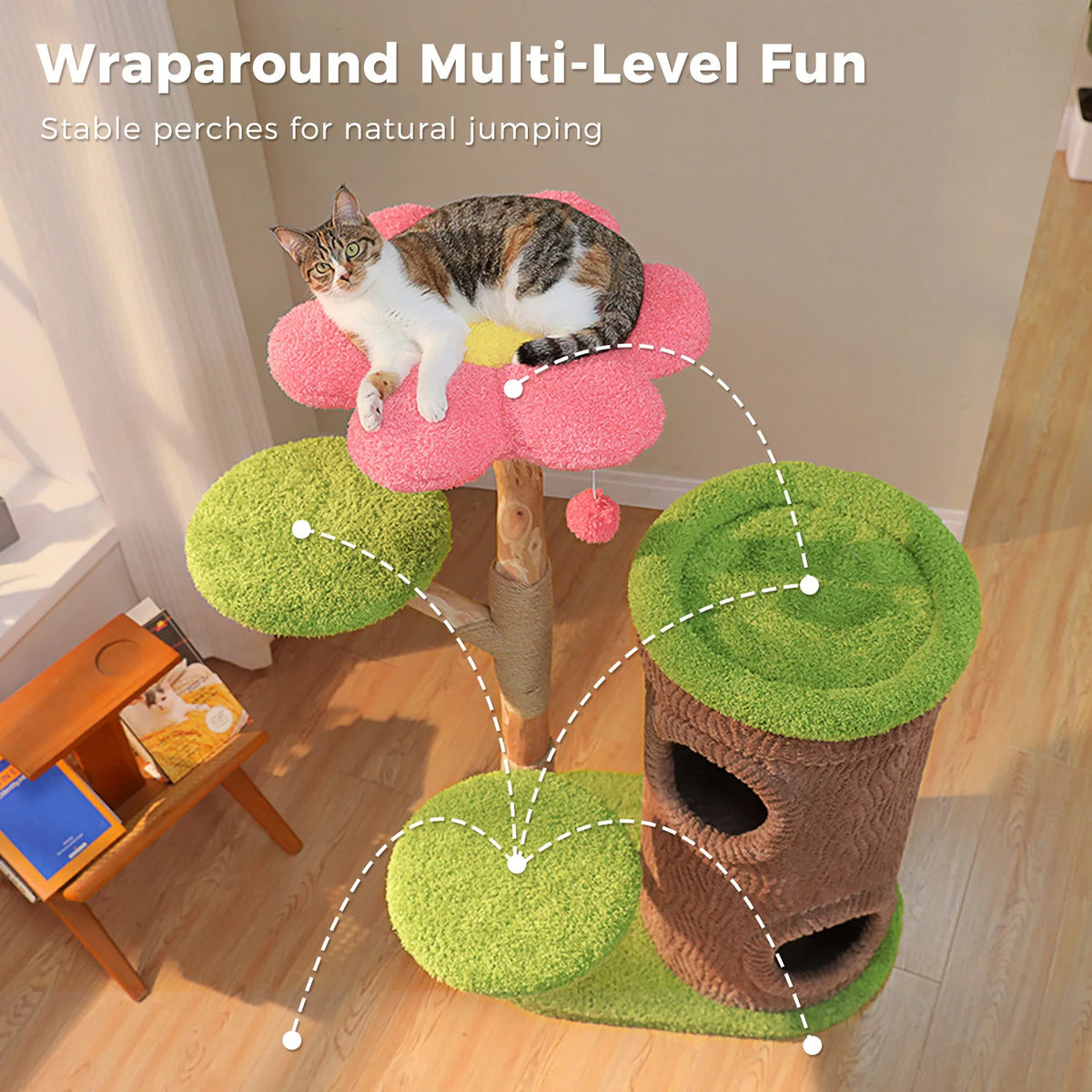 P Indoor Cat Tower With Condos And Thick Scratching Posts