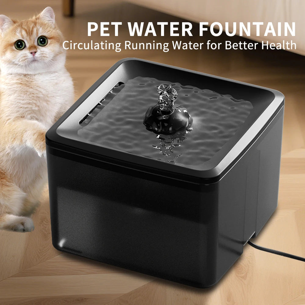 Square Pet Water Feeder With Removable Bowl And Silent Filter