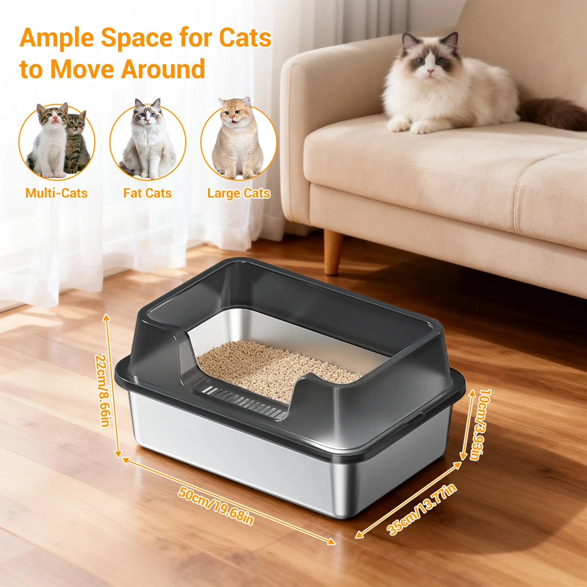 EliteZ Odor Resistant Stainless Steel Cat Litter Box