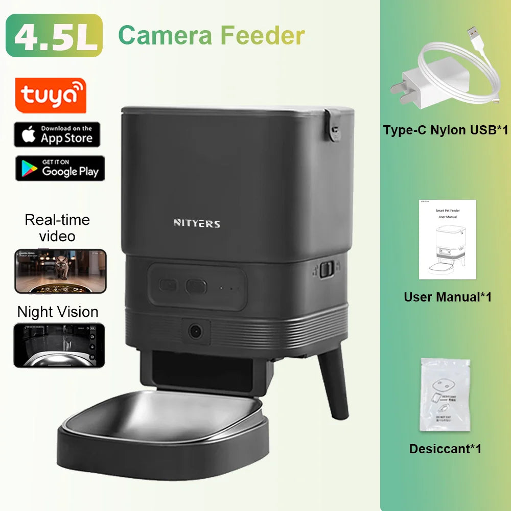 Nityers Automatic Pet Feeder With Stainless Steel Bowl And Timer