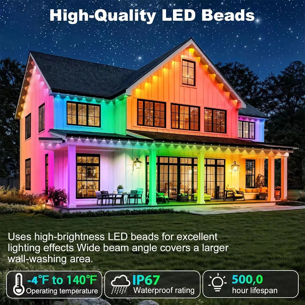 IP67 Waterproof Smart LED String Lights With App Remote Control