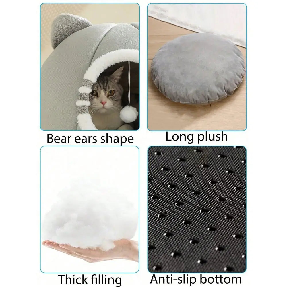 Super Soft Washable Indoor Cat Bed with Anti Slip Bottom