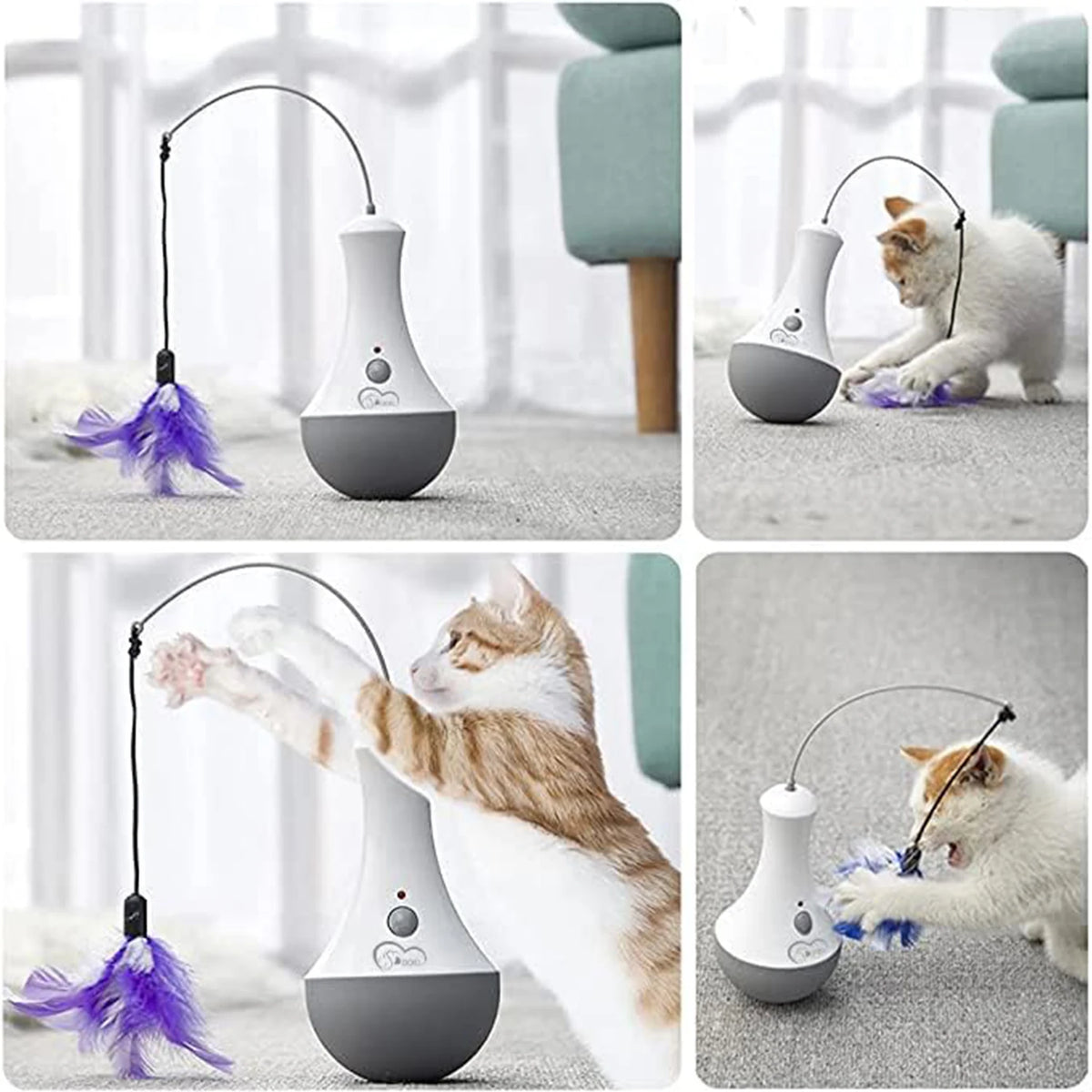Interactive 360 Rotation Feather Cat Toy For Indoor Play