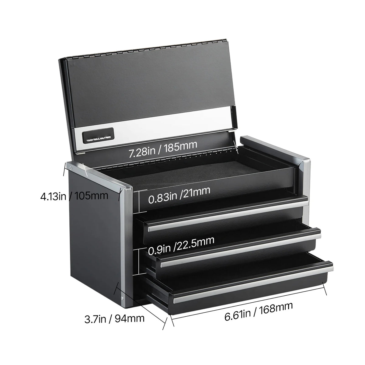 SucceBuy Metal Tool Box with 3 Drawers Portable Garage Storage