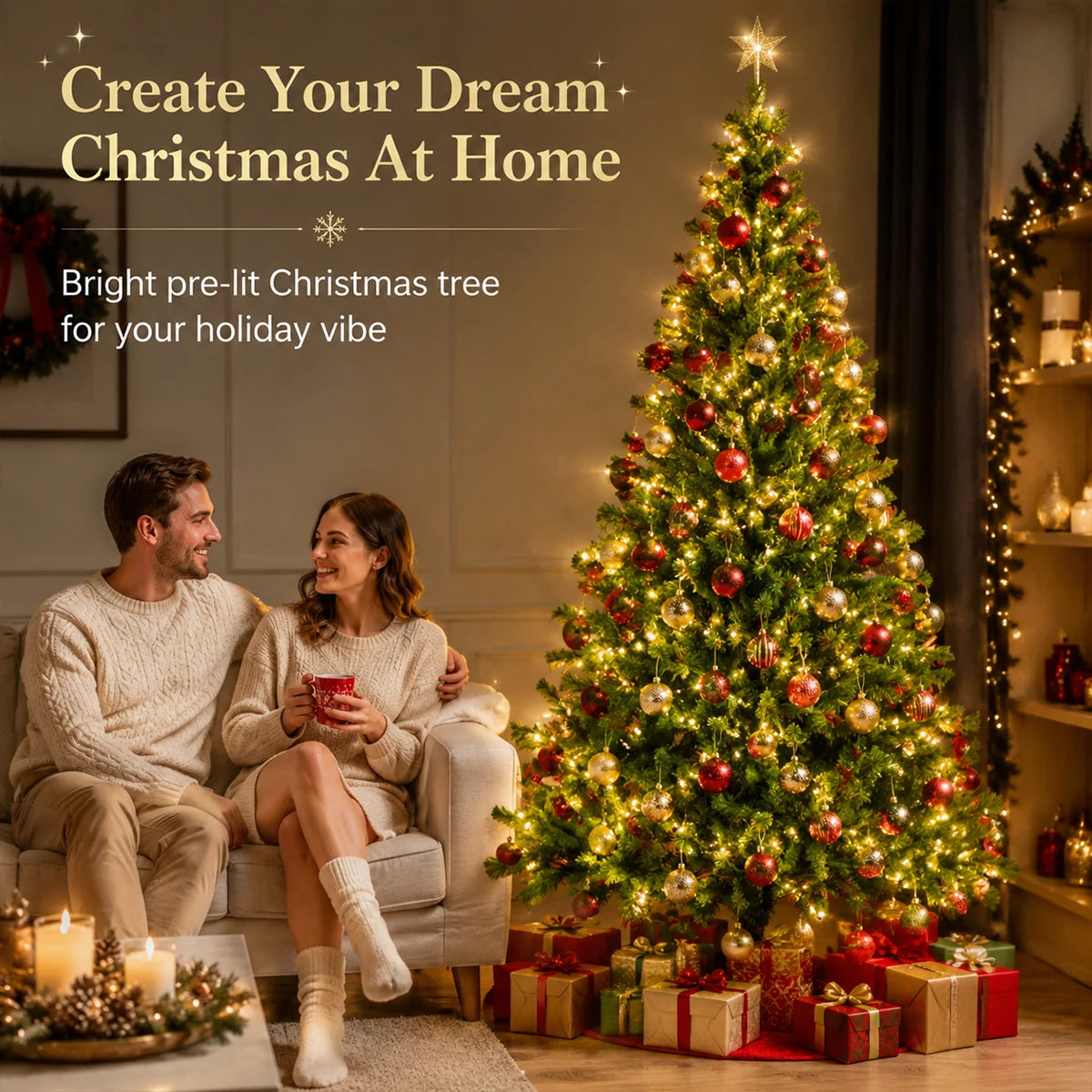 Artificial Pine Christmas Tree For Indoor Outdoor Home Decor