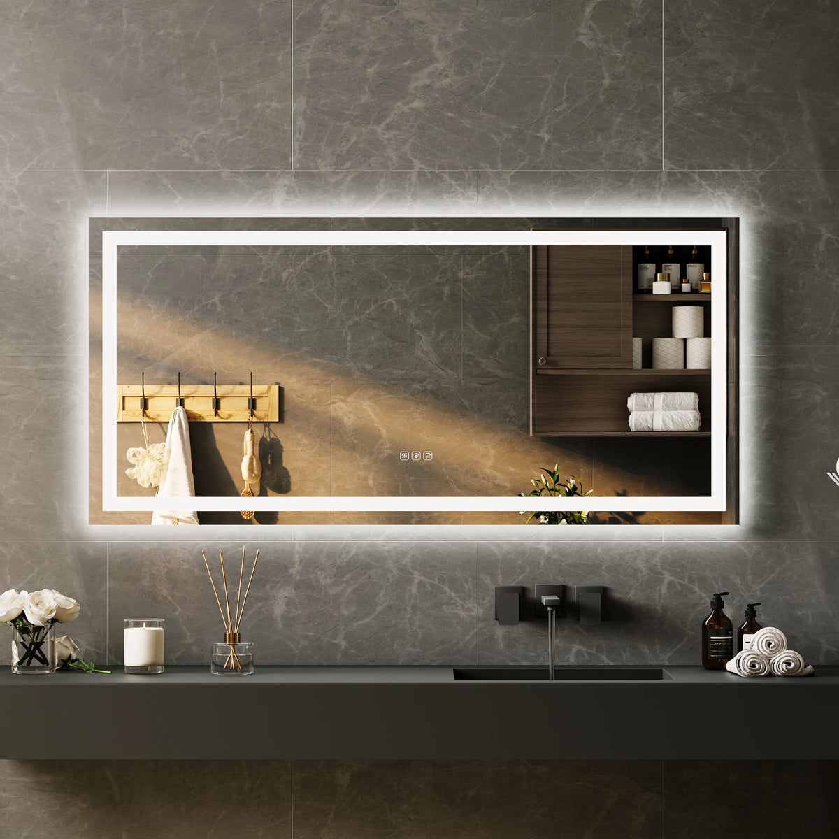 Premium LED Wall Mount Bathroom Mirror With Anti Fog Glass
