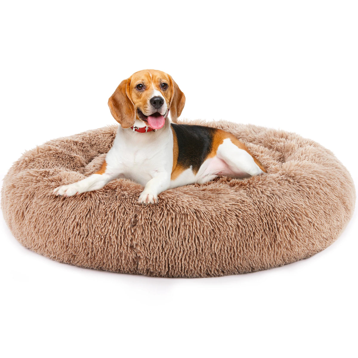 JHK Calming Round Dog Bed Washable Anti Slip Coral Fleece