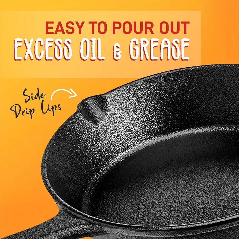 Preseasoned Heavy Duty Skillet Set For Home Outdoor Cooking