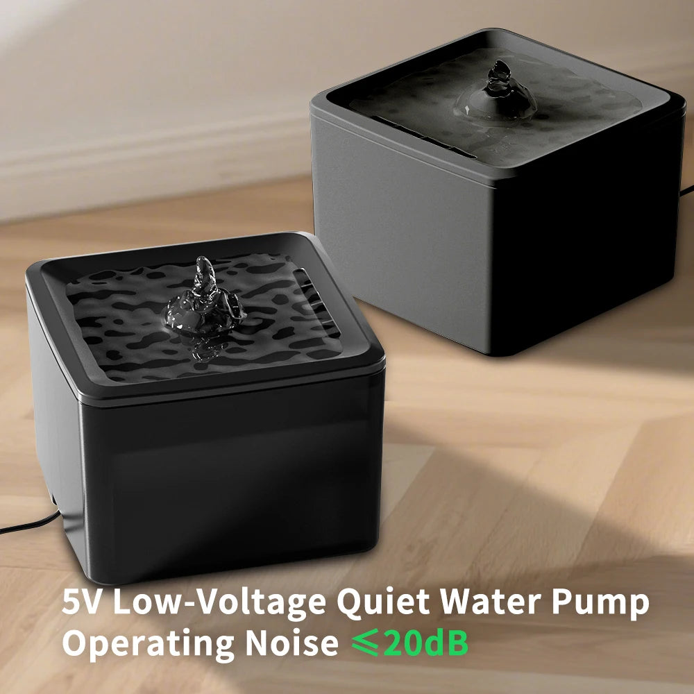 Square Pet Water Feeder With Removable Bowl And Silent Filter