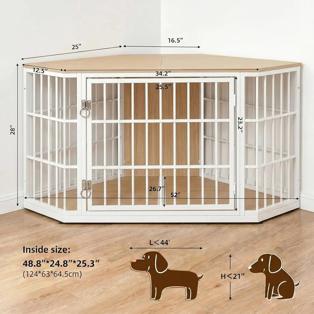 Durable Wooden Dog Crate With Integrated Side Table