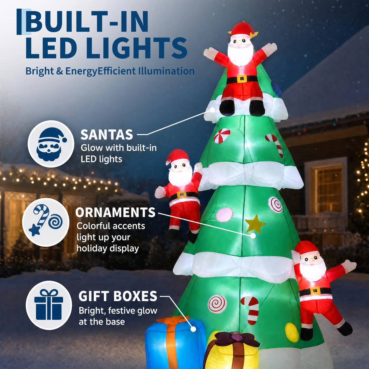 HiMISS Inflatable Christmas Tree Santa Led Lights Blower Outdoor Decoration