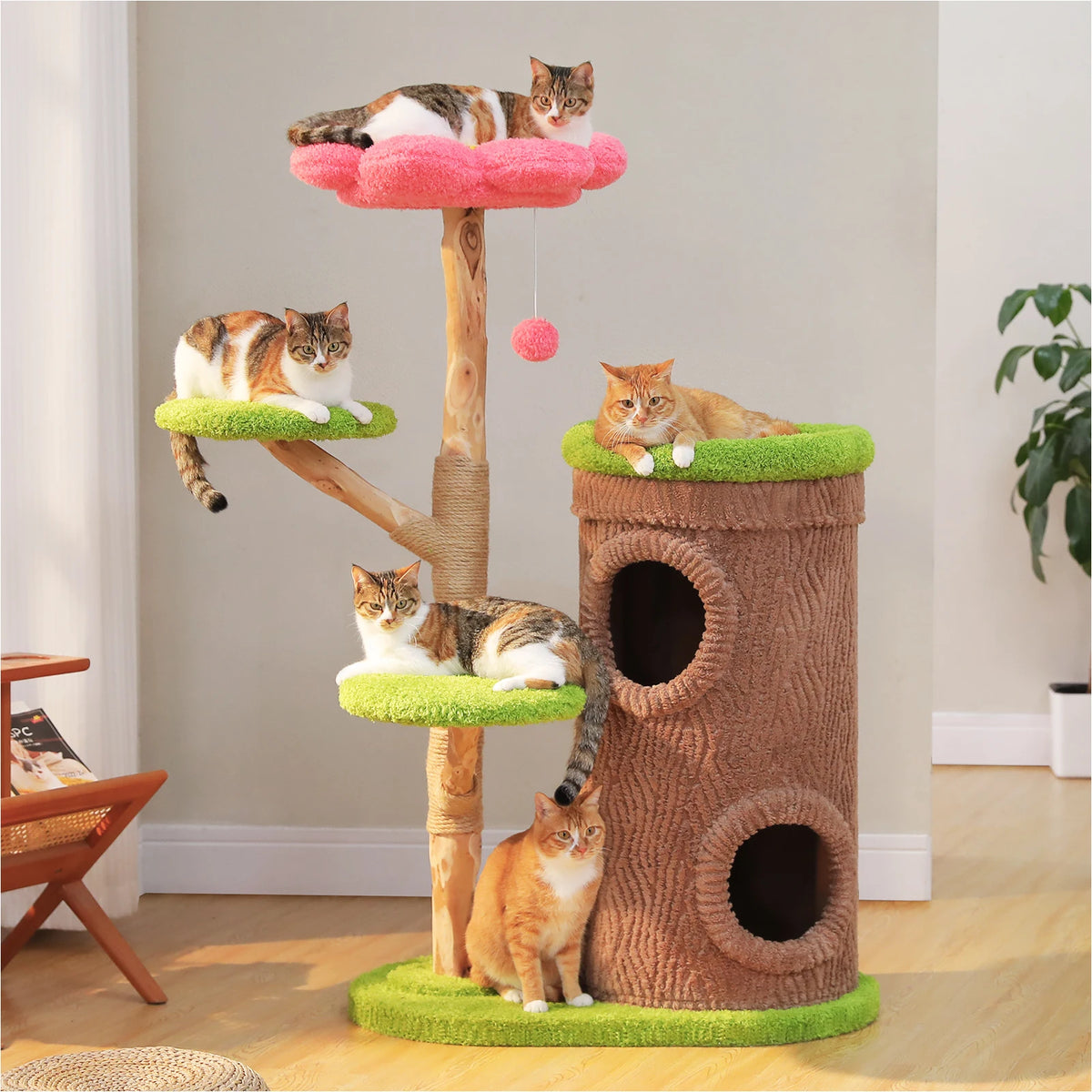 P Indoor Cat Tower With Condos And Thick Scratching Posts