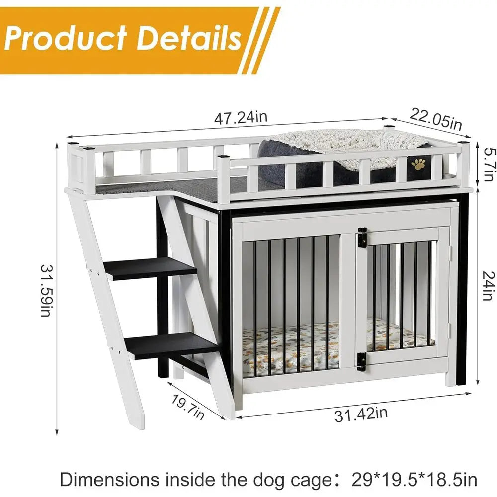 Indoor Pet Bunk Bed With Stairs And Convenient Storage Space