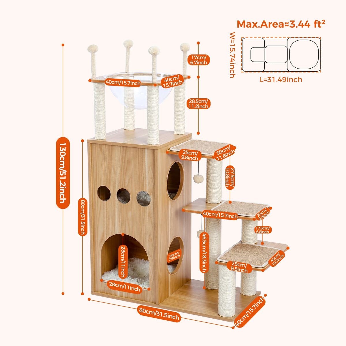 Pawz Multi Level Cat Tower With Scratching Posts Hammock