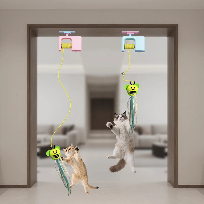 Booteely Rechargeable Interactive Cat Toy With Retractable String And Feathers