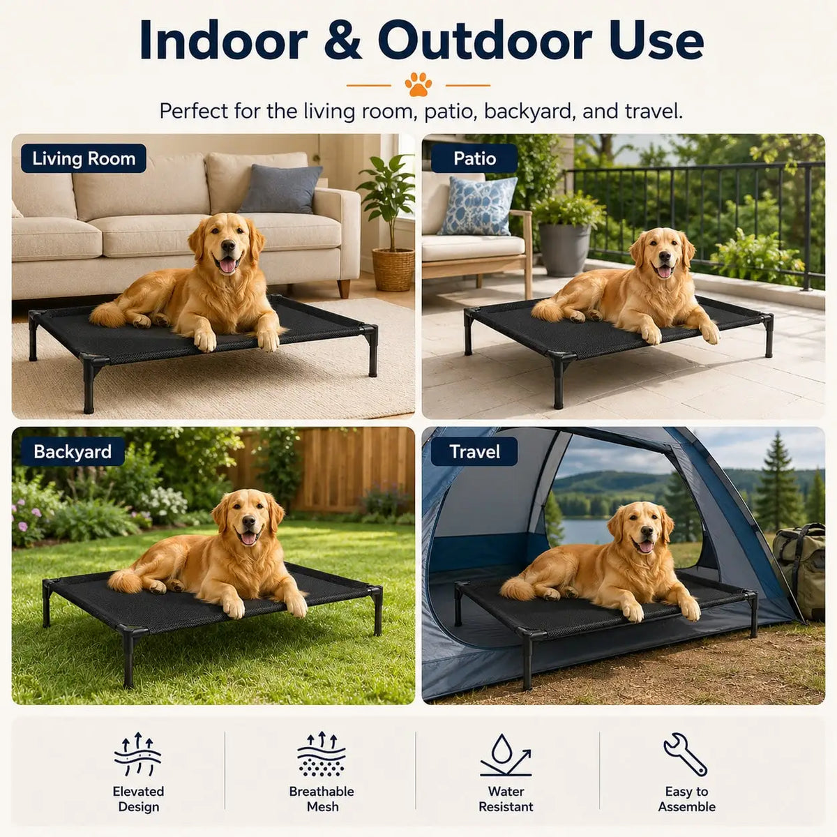 Elevated Breathable Mesh Pet Cot For Dogs And Cats