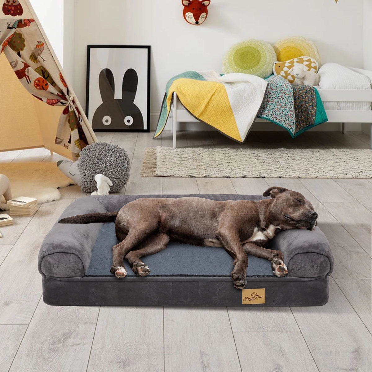 Bingopaw Orthopedic Waterproof Sided Dog Bed With Removable Cover