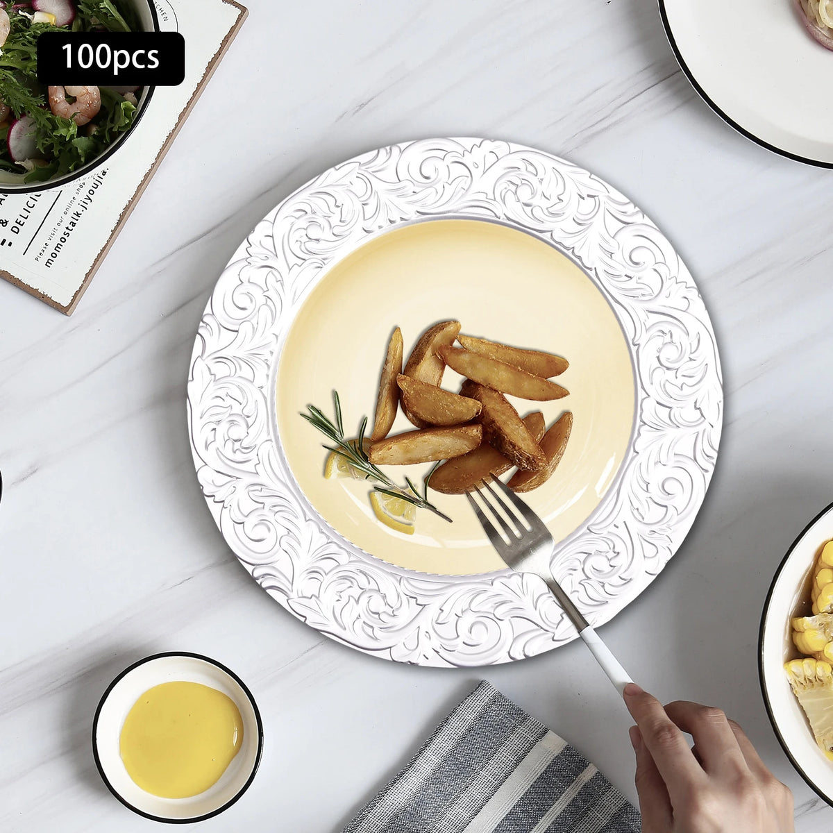 100 Piece Round Reusable Charger Plates For Weddings And Banquets
