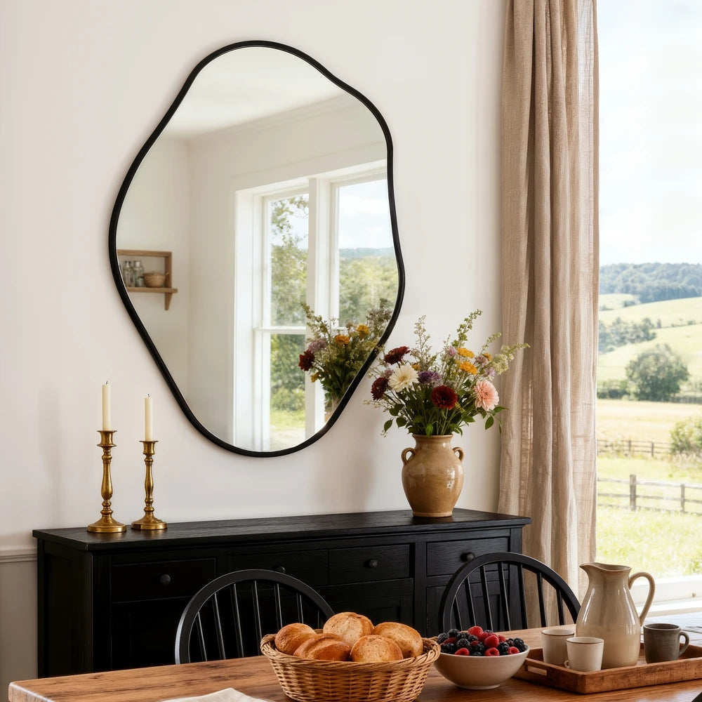 Luvodi Freeform Asymmetrical Wall Mirror With Aluminum Frame