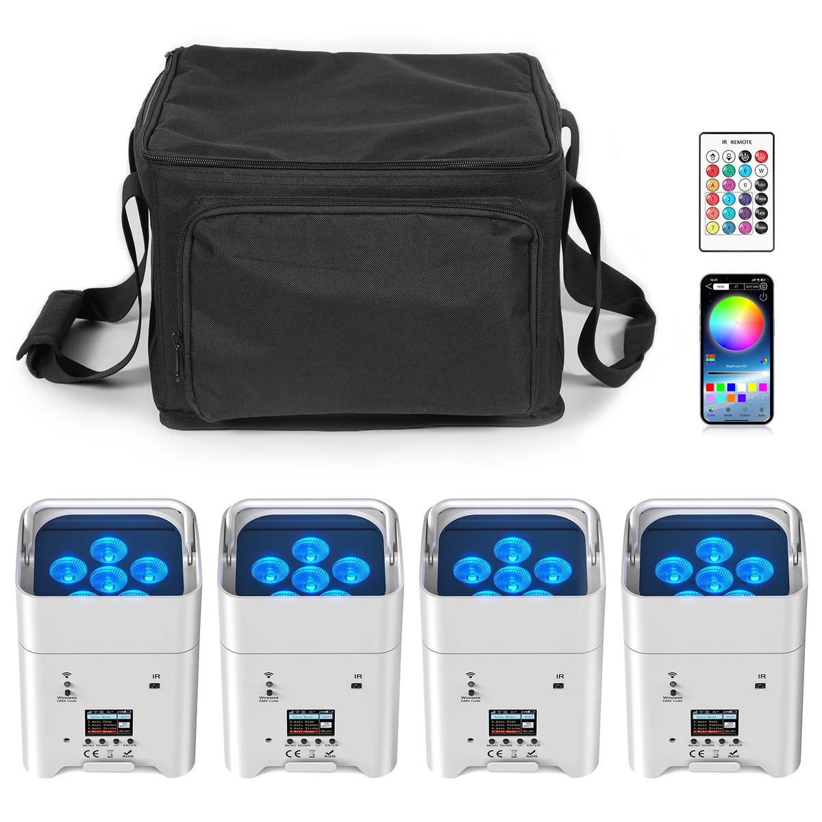 U'King RGBWA UV LED Par Light With DMX Wireless Battery